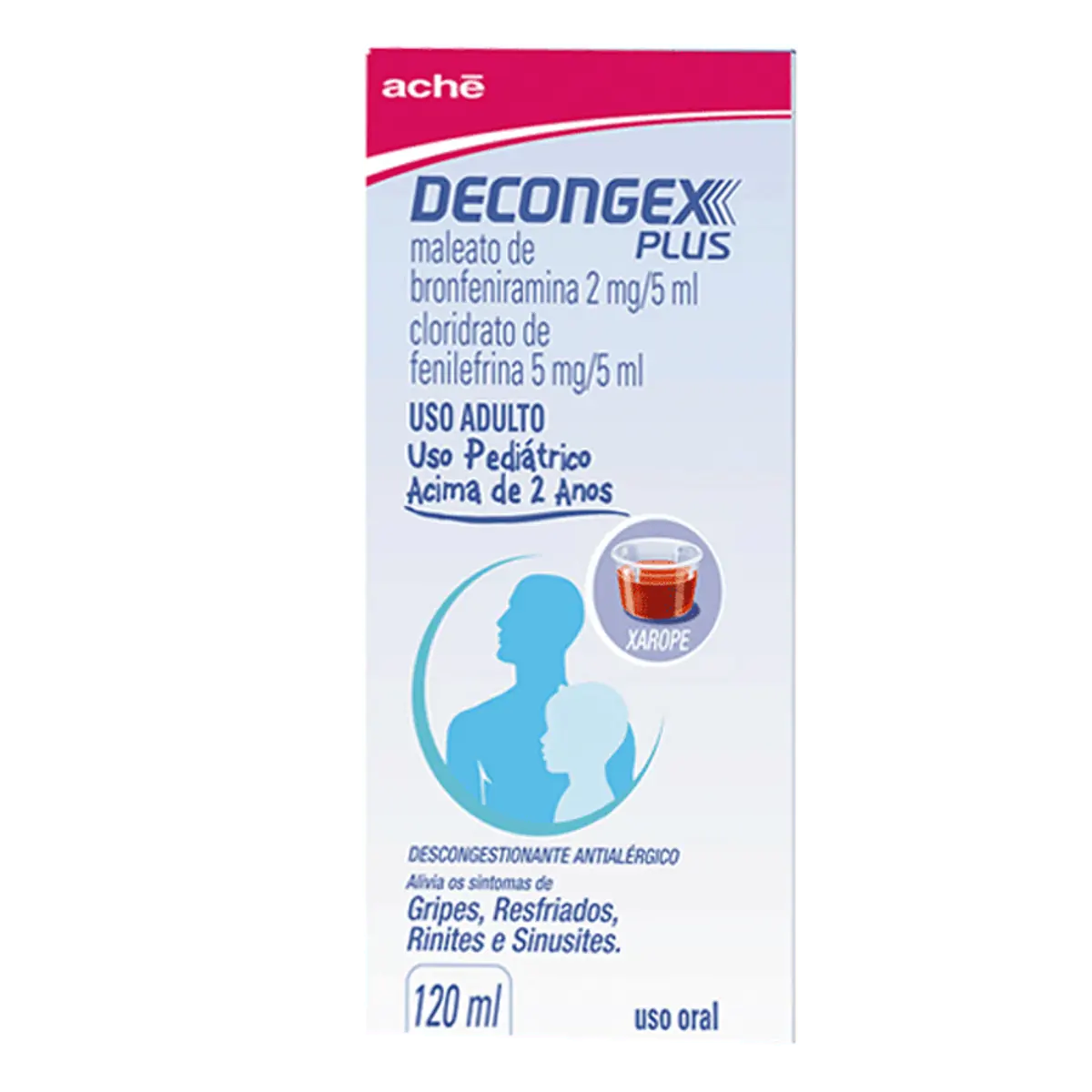 Descongestionante, Antialérgico e Antigripal Decongex Plus 2mg/5ml + 5mg/5ml 120ml