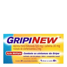 Descongestionante, Antigripal, Analgésico e Antitérmico Gripinew 500mg + 30mg + 2mg 20 Comprimidos R