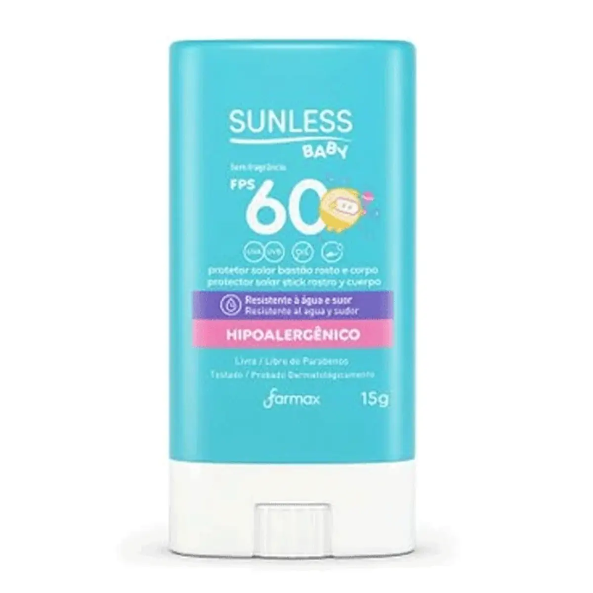 Protetor Solar Infantil Facial Sunless FPS 60 Baby 15g Bastão