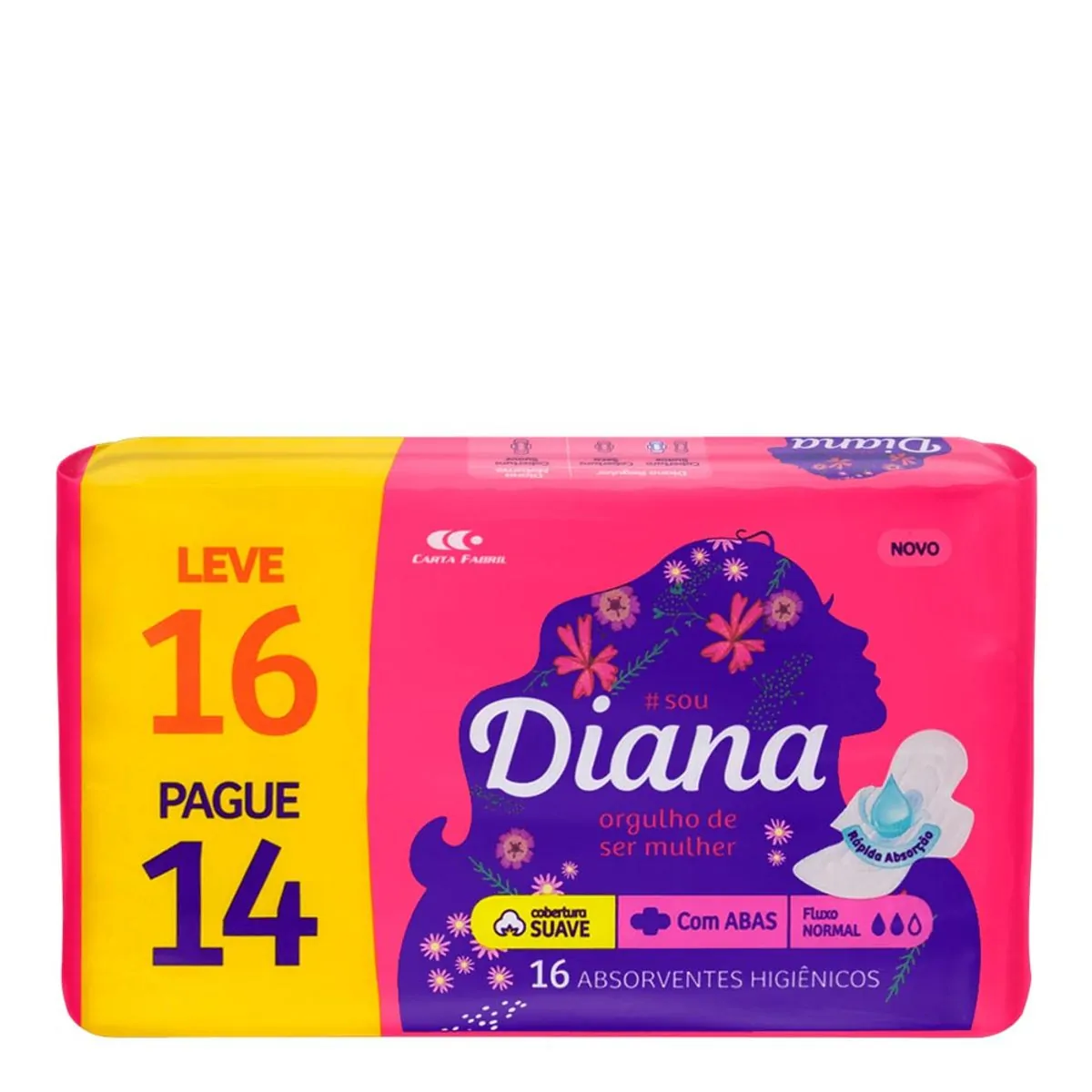Absorvente Diana Suave com Abas 16 Unidades
