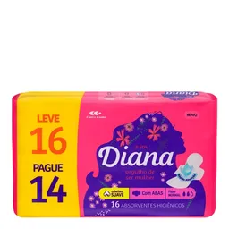 Absorvente Diana Suave com Abas 16 Unidades