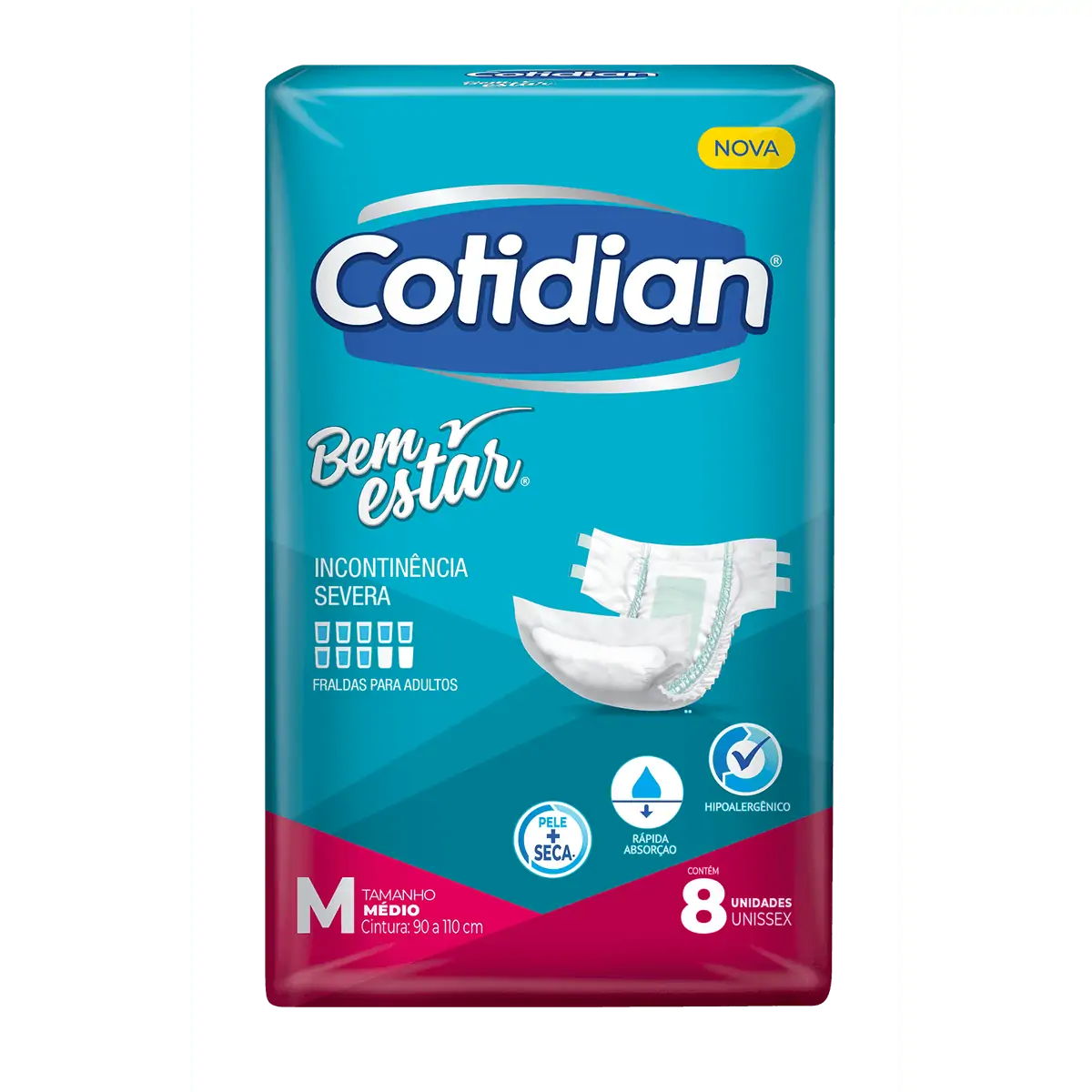 FRALDA COTIDIAN BEM ESTAR M 8 UNIDS