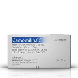 Anti-inflamatório Camomilina C 25mg + 5mg + 25mg + 150UI 20 Cápsulas
