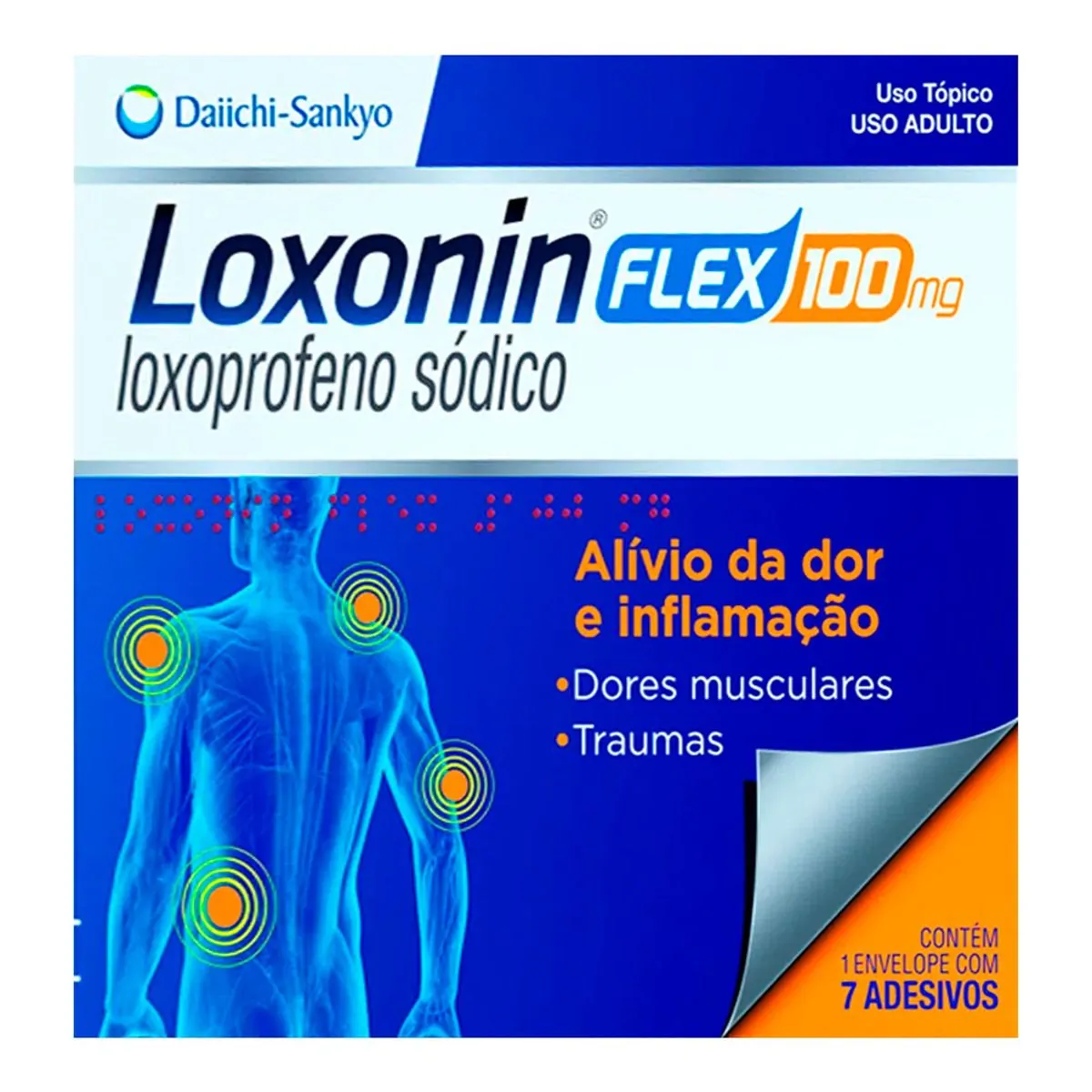 Analgésico e Anti-inflamatório Loxonin Flex 100mg 7 Adesivos Antidérmicos