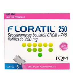 Probiótico Floratil AT 250mg FQM 6 Envelopes Pó Tutti Frutti