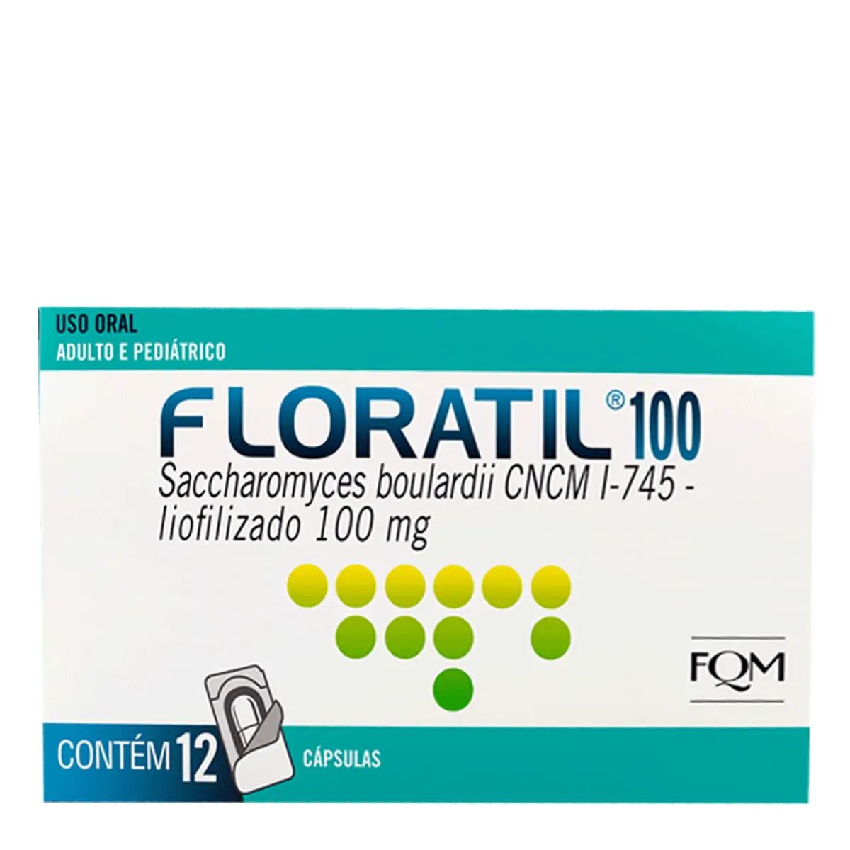 Probiótico Floratil 100mg FQM 12 Cápsulas