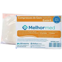 Compressa de Gaze Hidrófila MelhorMed - 7,5 x 7,5cm - 13 Fios - Estéril