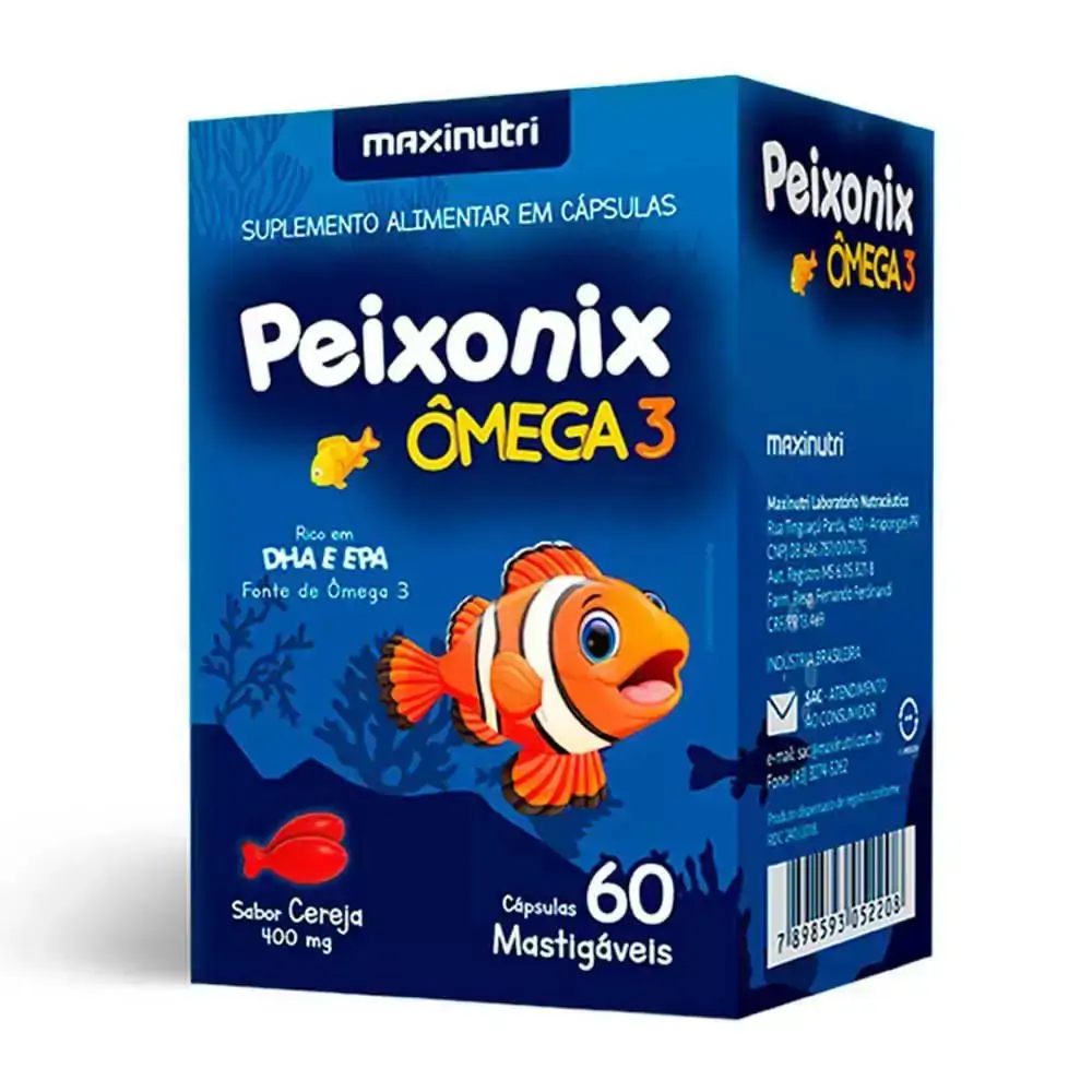 Peixonix ômega 3 infantil 60 cápsulas maxinutri