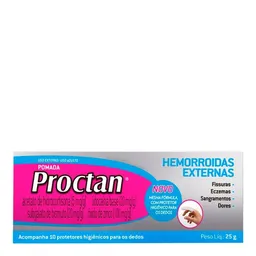 Anti-Hemorroidal Proctan 5mg/g + 20mg/g + 20mg/g + 100mg/g 25g + 10 Protetores de Dedo
