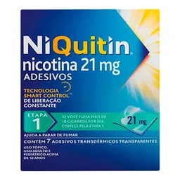 Para Parar De Fumar NiQuitin 21mg 7 Adesivos Transparentes