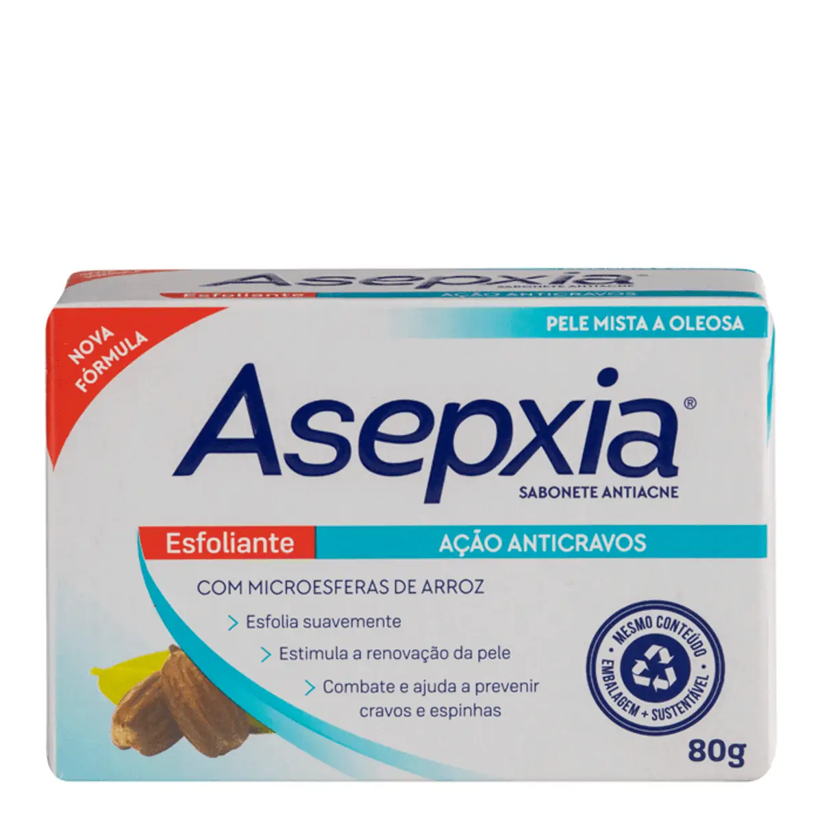Sabonete Barra Asepxia Esfoliante Ação Anticravos 80g