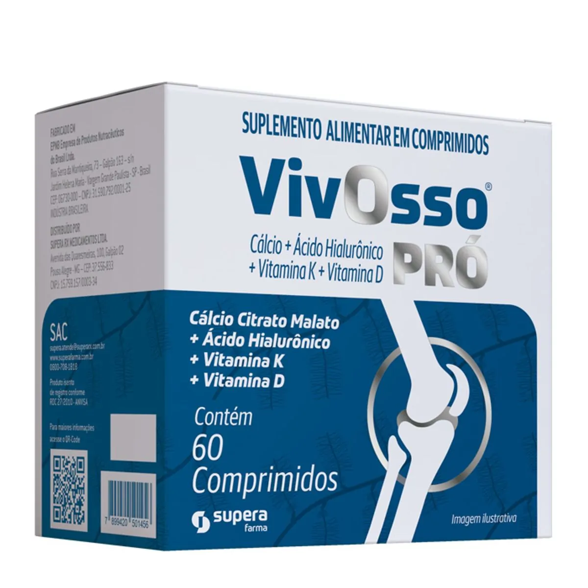 Suplemento Alimentar VivOsso Pró Supera Farma 60 Comprimidos