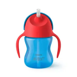 Copo com Canudo Curvado 200ml Philips Avent - SCF796/01 - Azul