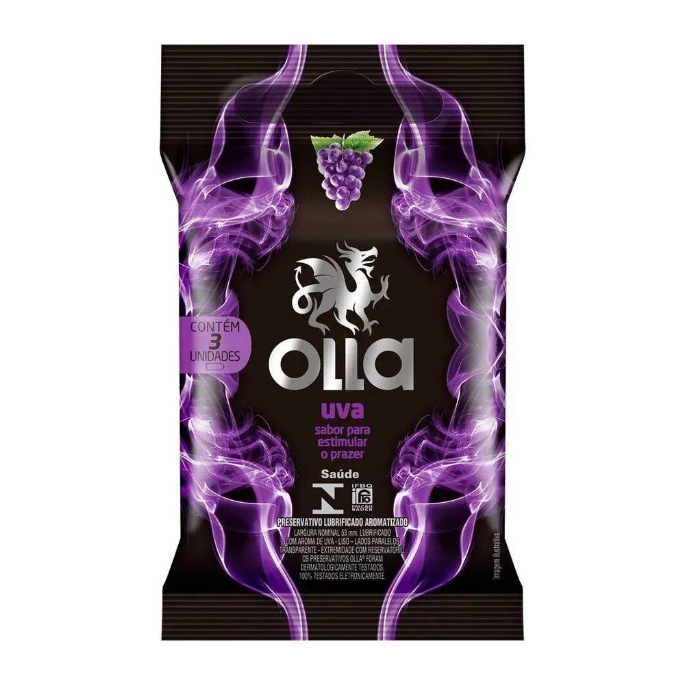 Camisinha Sabor Uva Olla 3 Unidades