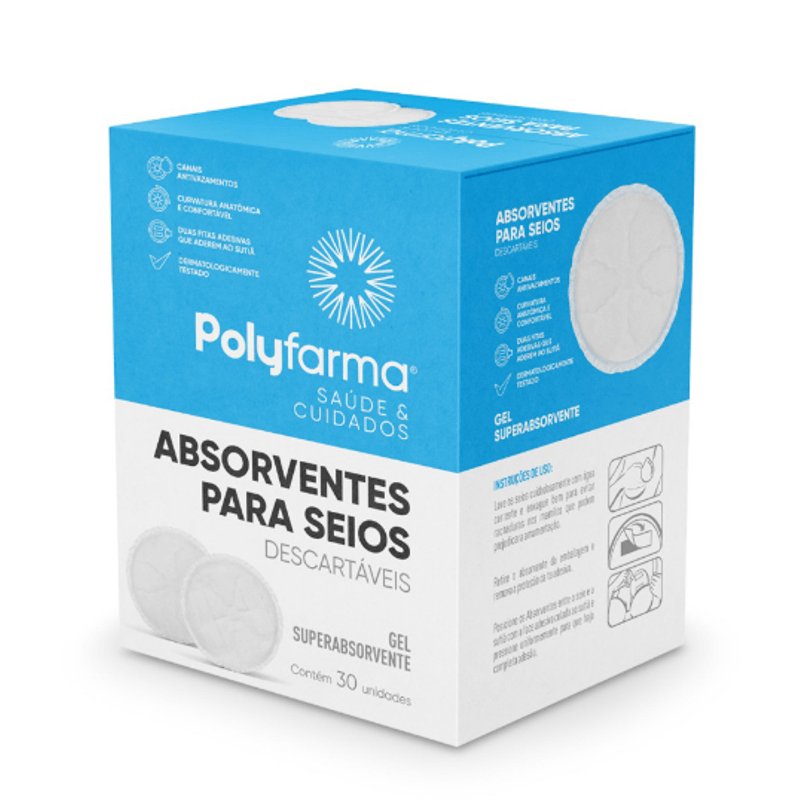 Absorvente para Seios Polyfarma - 30 Unidades