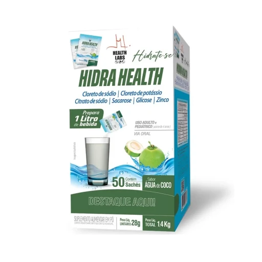 Hidra Health Suplemento Hidratante em Pó Sabor Água de Coco 50 Sachês 28g