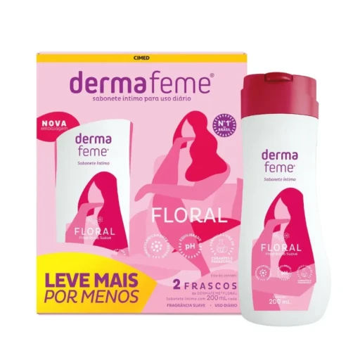 Kit Sabonete Íntimo Líquido Dermafeme Floral 2 Frascos 200ml