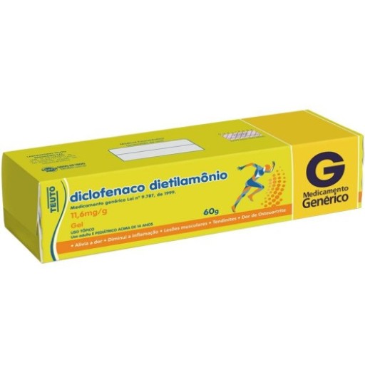 Diclofenaco Dietilamônio 10mg/g Gel Dermatológico 60g Teuto