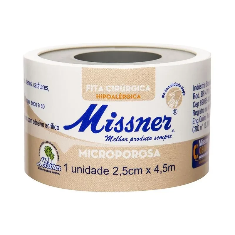Fita Microporosa Hipoalergênica Bege 2,5cm x 4,5m Missner