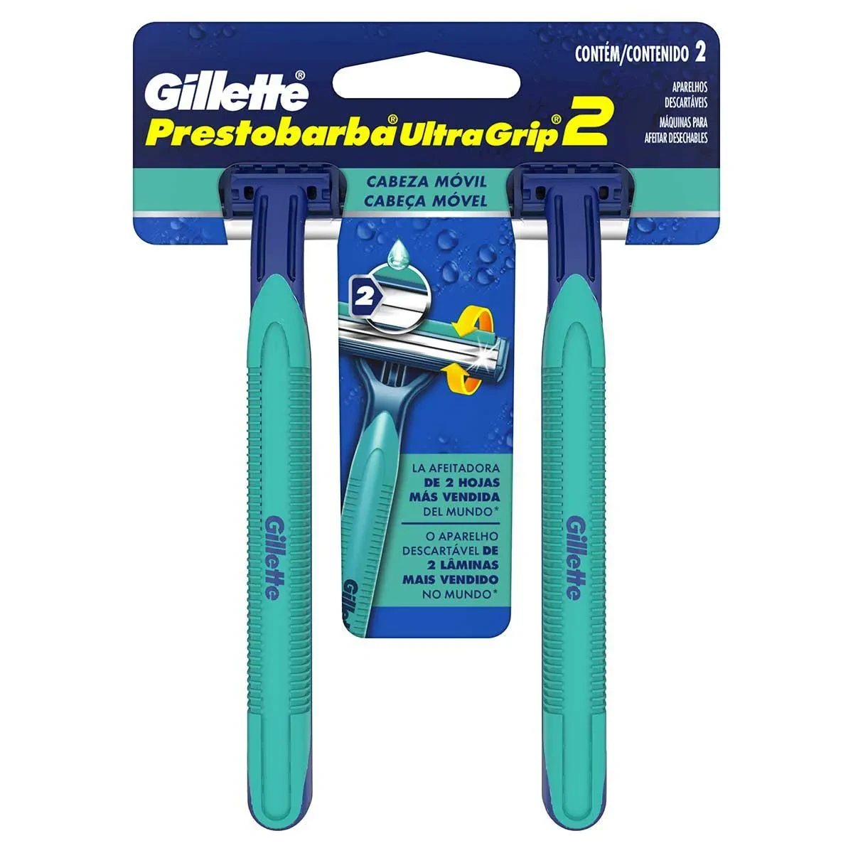 Gillette Prestobarba UltraGrip 2 Aparelho de Barbear Descartável com Cabeça Móvel