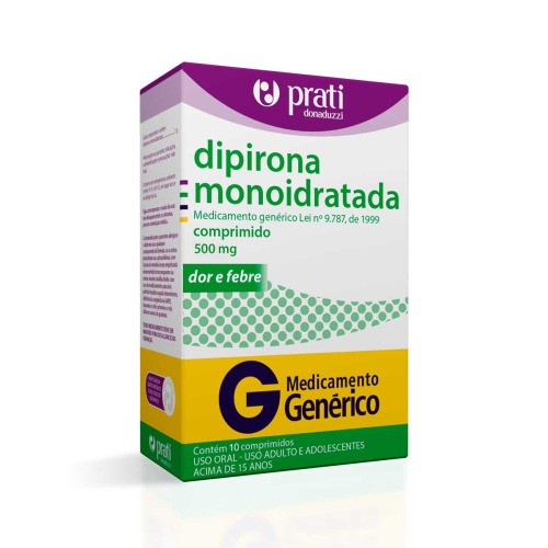 Dipirona Monoidratada 500 mg 10 Comprimidos Prati-Donaduzzi