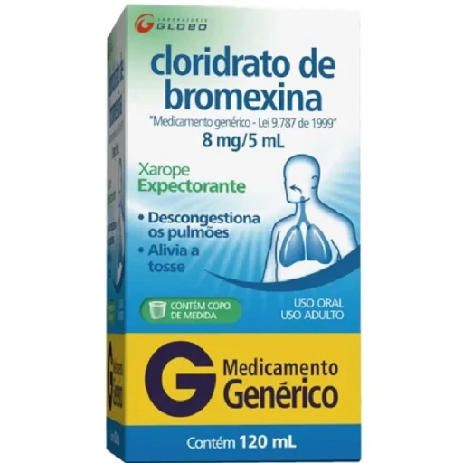 Cloridrato de Bromexina 8mg/5ml Xarope Adulto 120ml Genérico Globo