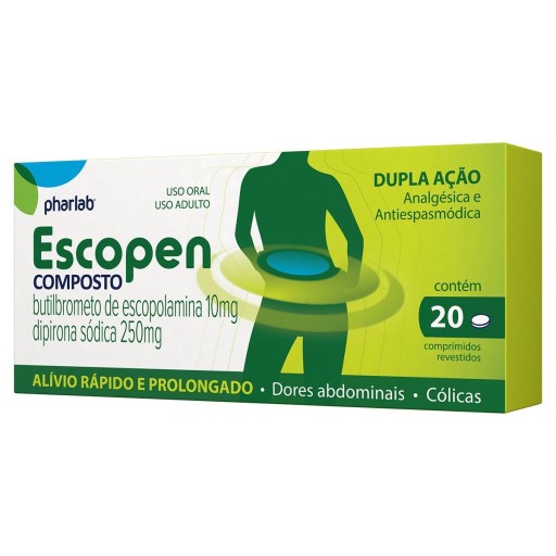 Escopen Composto 10mg + 250mg Com 20 Comprimidos Revestidos