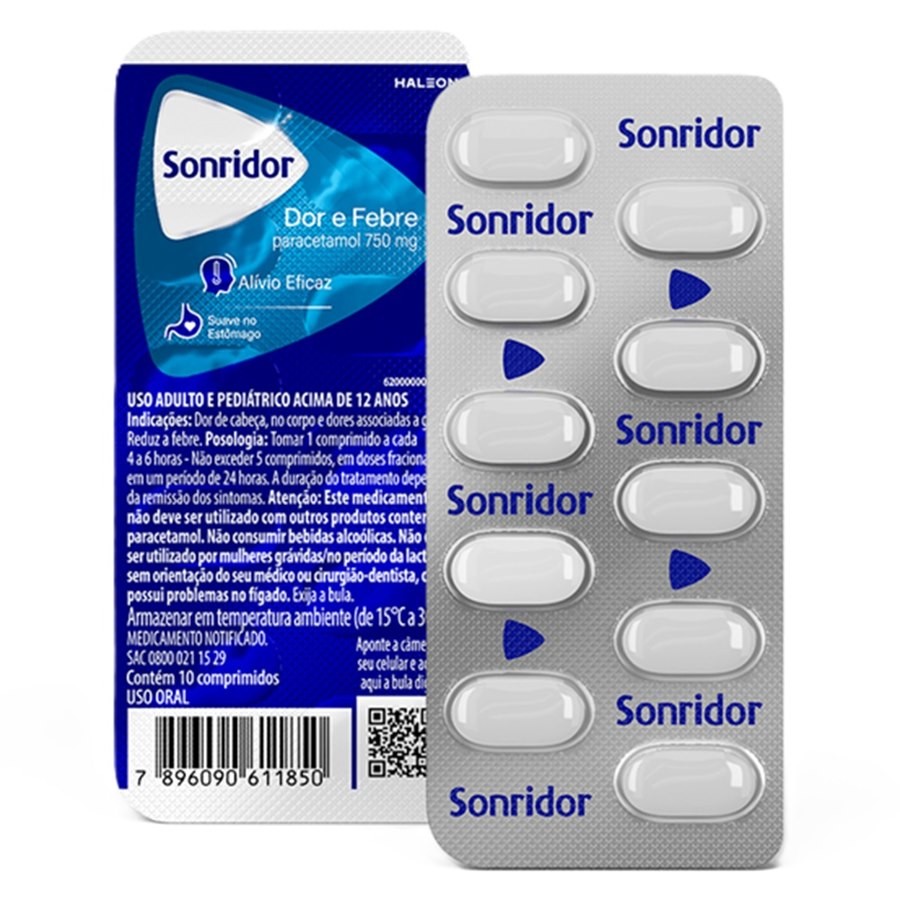 Sonridor Dor e Febre Paracetamol 750mg 10 Comprimidos