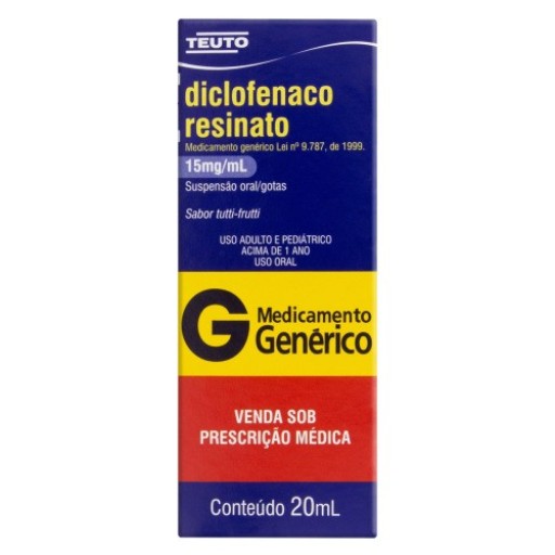 Diclofenaco Resinato 15mg/mL Gotas 20ml Teuto