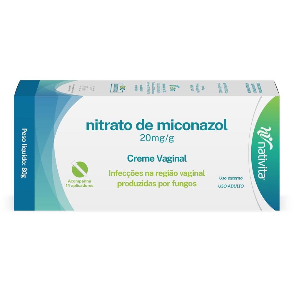 Nitrato de Miconazol Creme Vaginal 20mg/g 80g com 14 Aplicadores Nativita