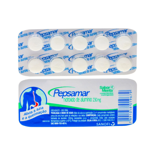 Pepsamar 230mg 10 Comprimidos Mastigáveis