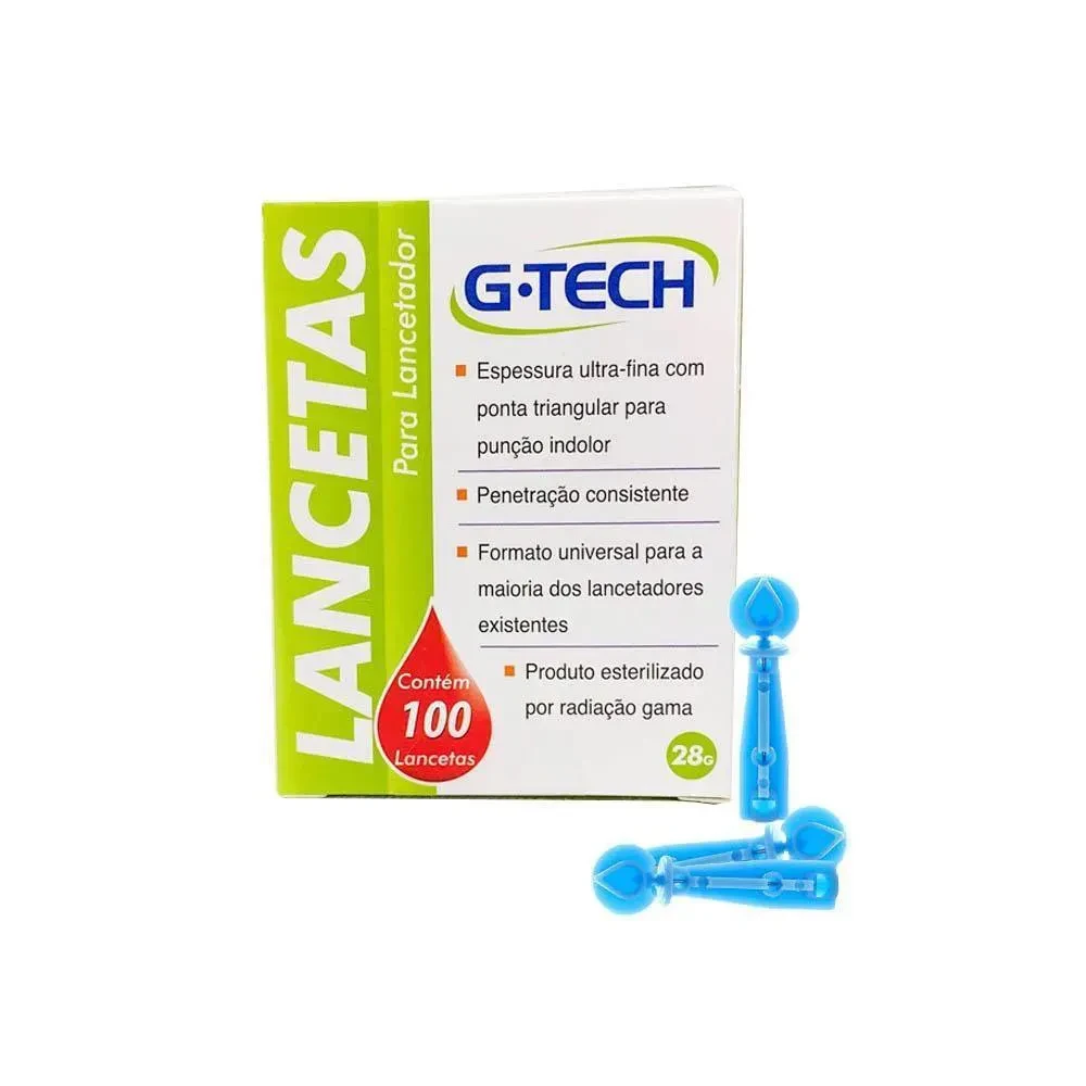 Lancetas para lancetador G Tech 28G 100 Unidades