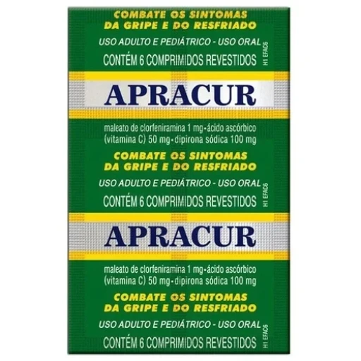Apracur 1mg + 100mg + 50mg Comprimidos Revestidos Envelope com 6 Unidades