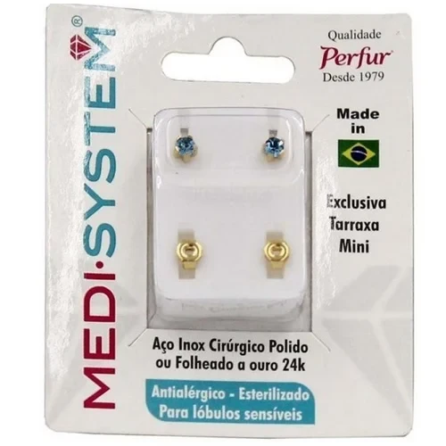 Brinco Perfurador Esterilizado Perfur Aço Inox 1 Par