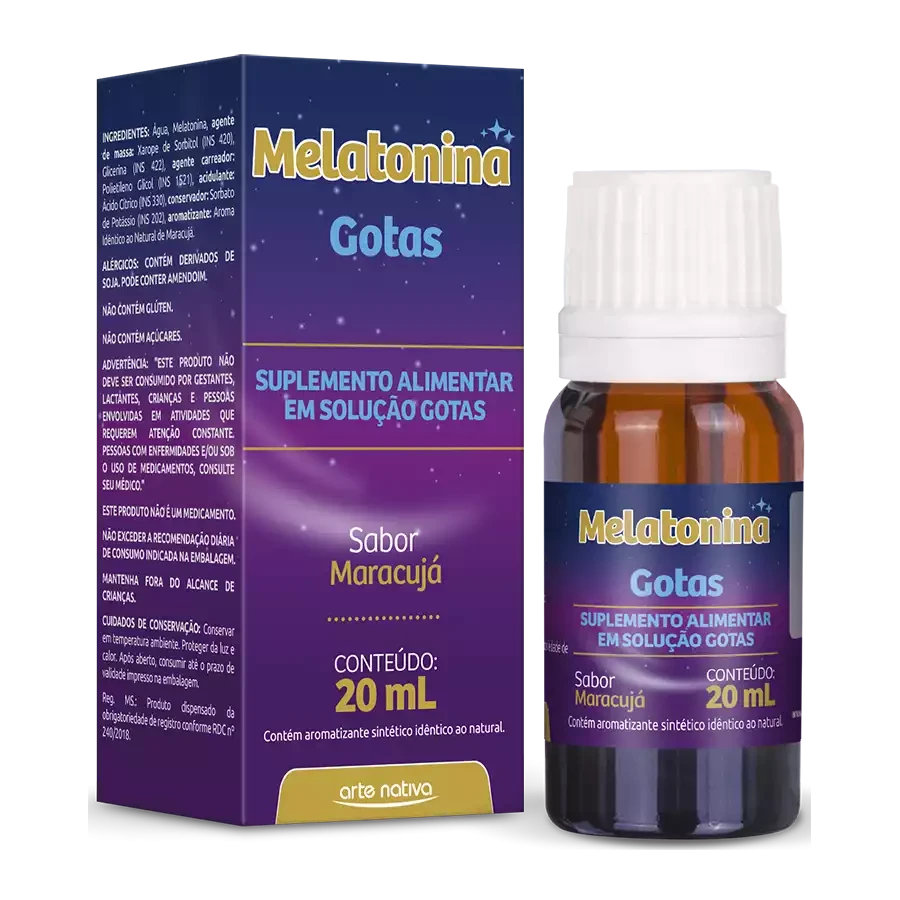 Melatonina em Gotas 210mcg Sabor Maracujá Arte Nativa 20ml