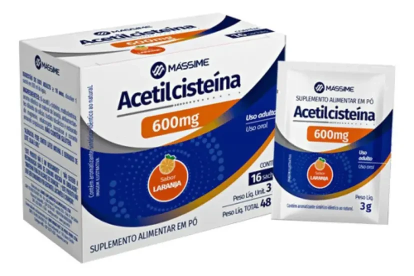 Acetilcisteína 600mg Mássime 16 Sachês