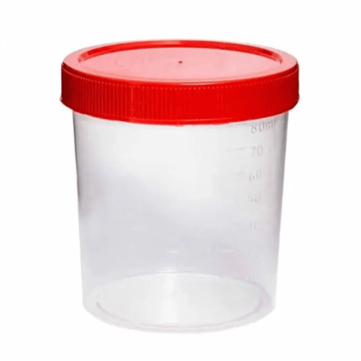 Coletor Universal Transparente 80ml Tampa Vermelha 3B Plásticos