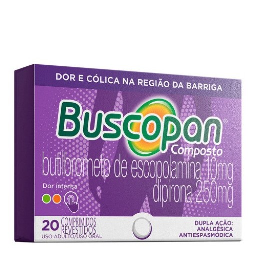 Buscopan Composto 10mg + 250mg Caixa com 20 Comprimidos
