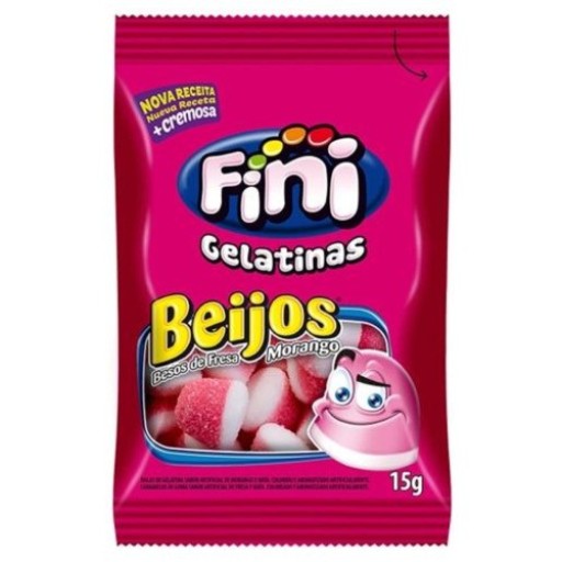 Bala de Gelatina Fini Beijos Morango 15g