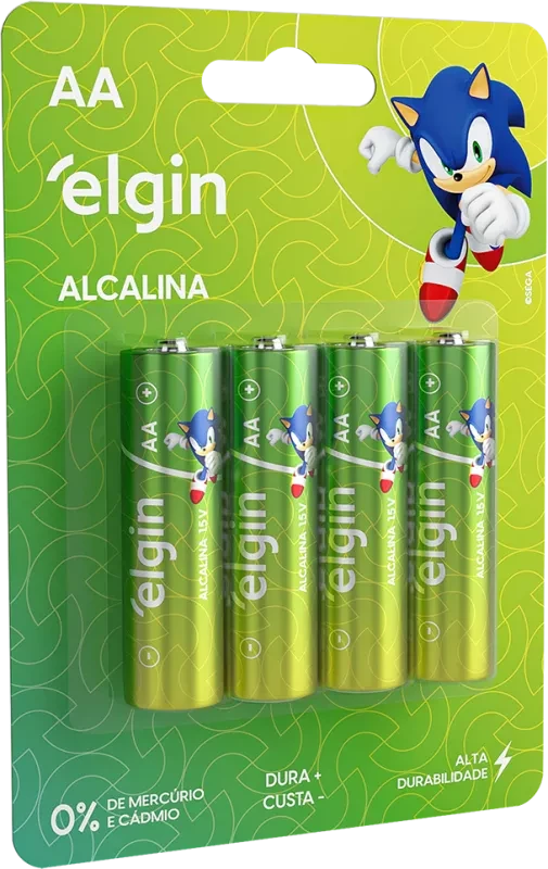 Pilha Alcalina AA 1.5V Blister 4 Unidades Elgin