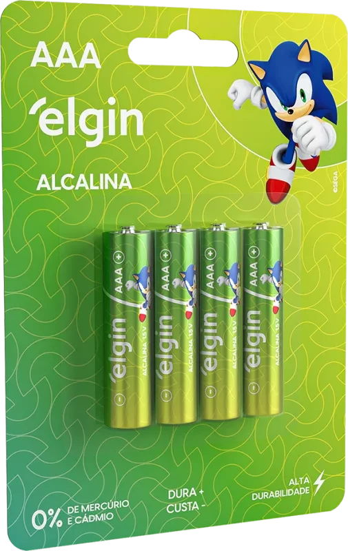 Pilha Alcalina AAA Elgin LR03 1.5V Blister 4 Unidades