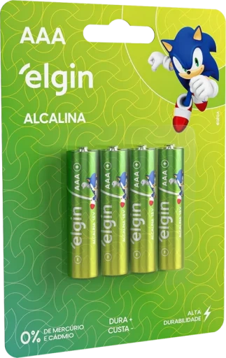 Pilha Alcalina AAA Elgin LR03 1.5V Blister 4 Unidades
