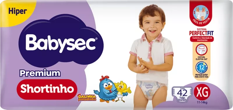 Fralda Descartável Babysec Premium Shortinho Hiper XG 42 Unidades