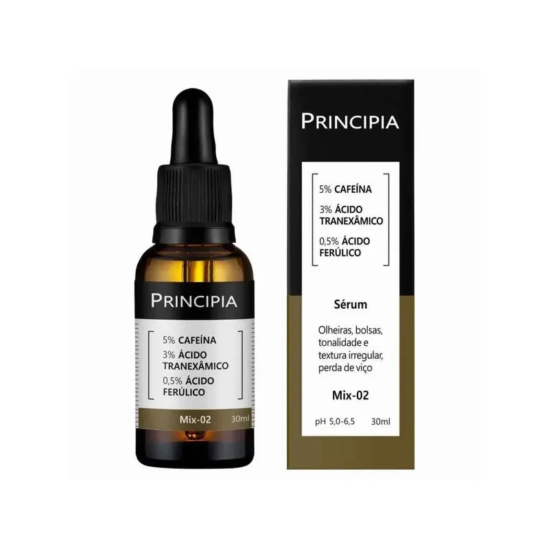 Sérum Facial Principia Mix 02 Cafeína 5% Ácido Tranexâmico 3% Ácido Ferúlico 0,5% 30ml