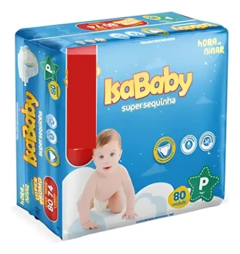 Fralda Descartável Isababy Super Sequinha P Pacote Hiper 80 Unidades