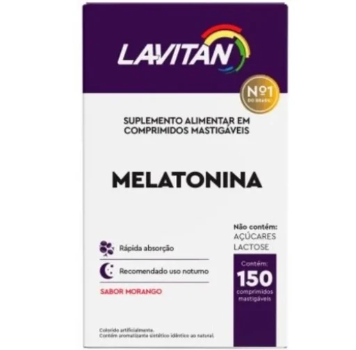 Lavitan Melatonina 0,21 mg Sabor Morango 150 Comprimidos Mastigáveis