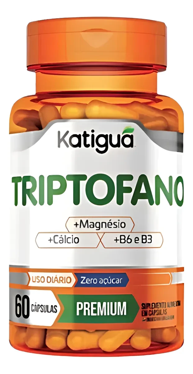Triptofano Magnésio Cálcio Vitaminas B6 B3 Katiguá 60 Cápsulas