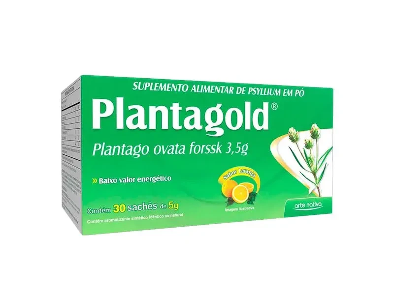 Plantagold Psyllium Sabor Laranja 30 Sachês 5g Arte Nativa