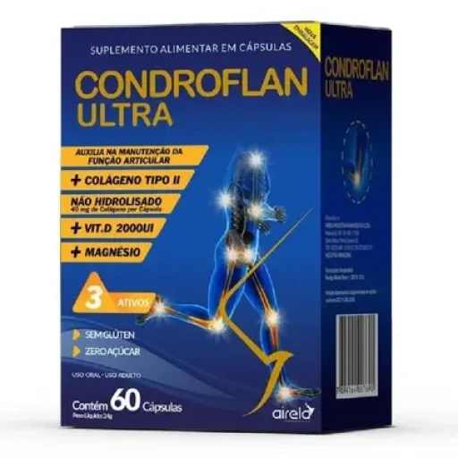 Condroflan Ultra Colágeno Tipo II Magnésio Vitamina D 30 Cápsulas Airela