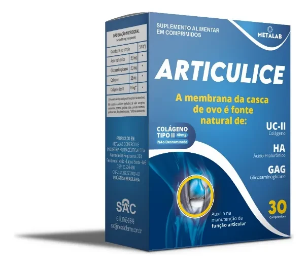Articulice Colágeno Tipo II 900mg 30 Comprimidos Metalab